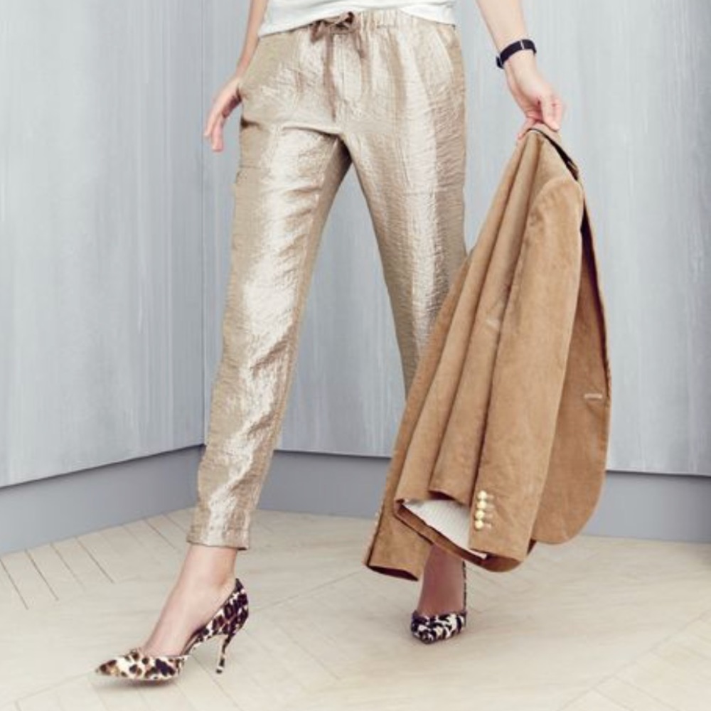 J. Crew washed lamé pull on pant